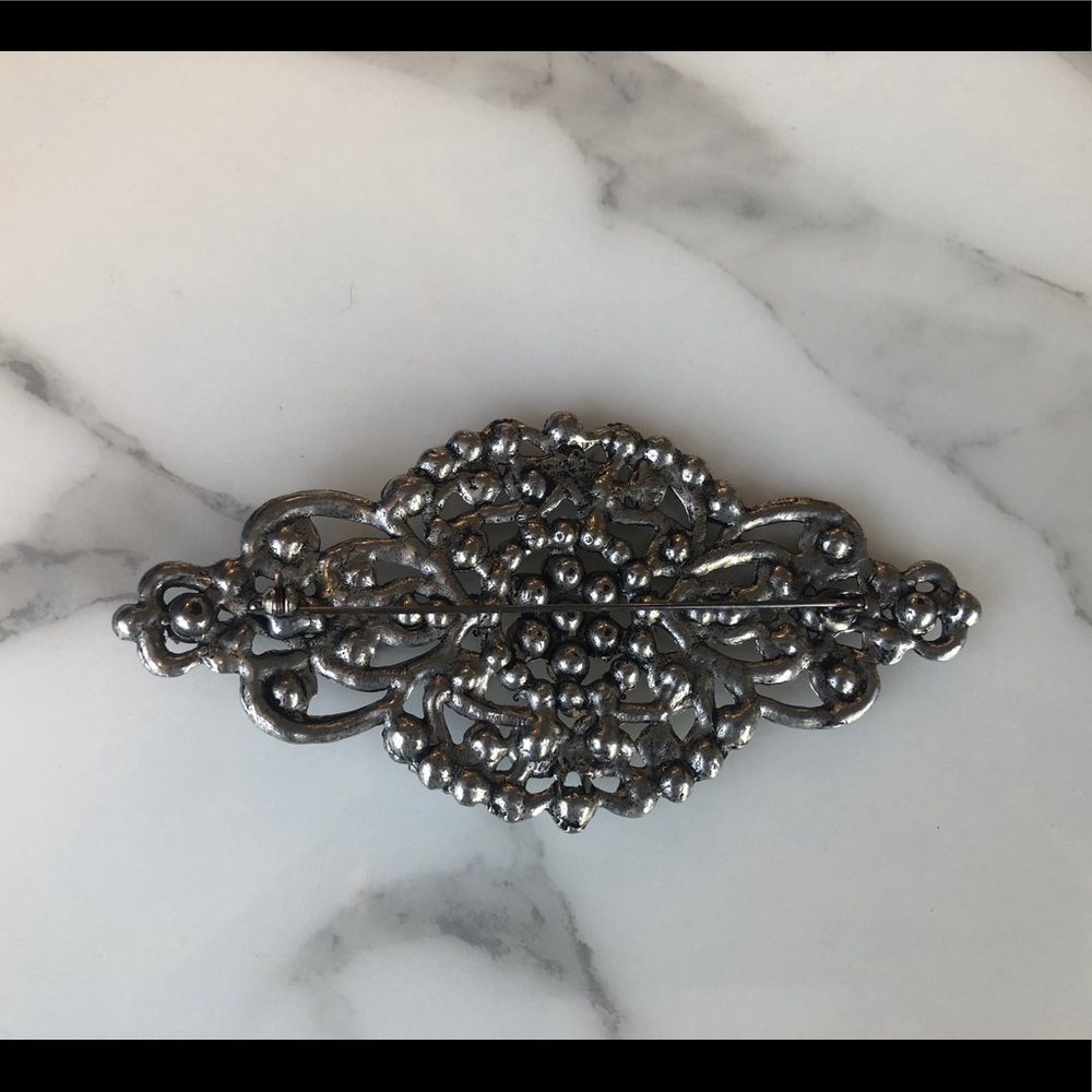 Silver Brooch with Rhinestones - Picture 3 of 5